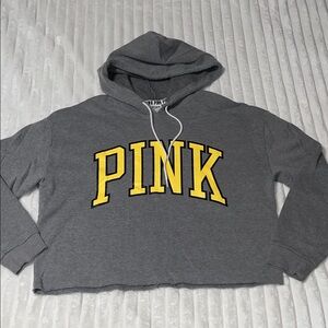 PINK VS Gray Hoodie with Yellow Logo | Size Large
